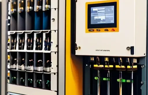 Схема системы автоматической защиты на промышленном объекте с UPS, PLC и датчиками